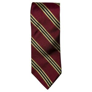 346 Brooks Brothers Vintage Red Burgundy Yellow Blue Striped Silk Necktie Tie